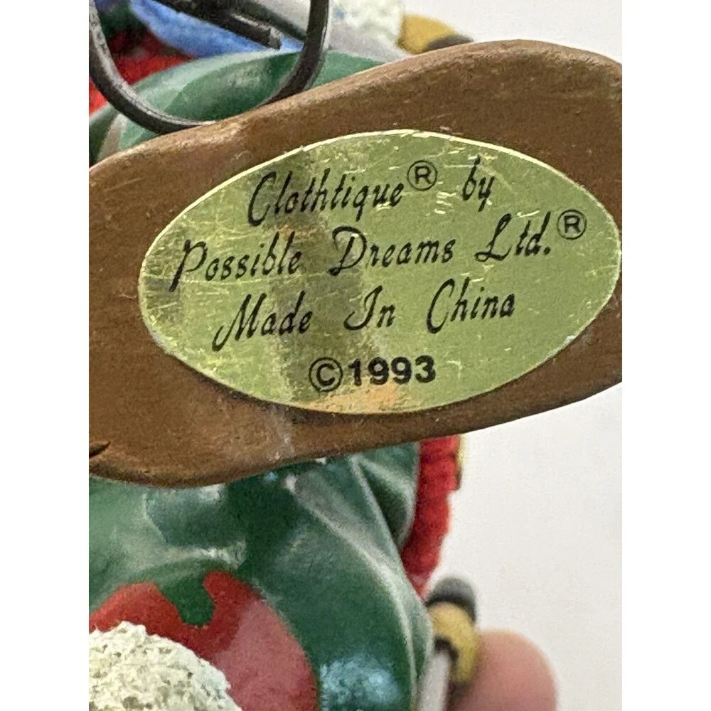 Vintage Clothtique By Possible Dreams  1993 Santa Ski Figure Ornament 7.5” Tall